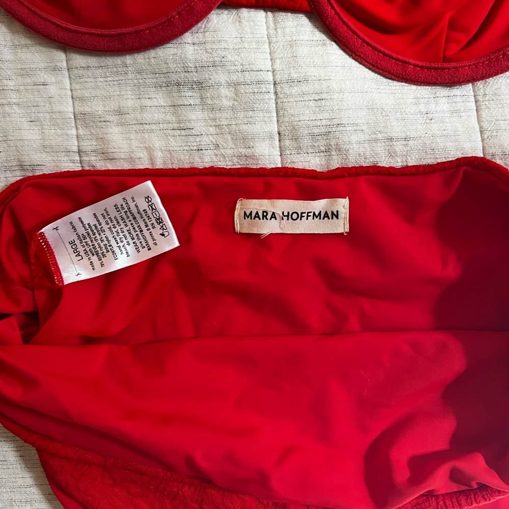 Mara Hoffman red high waisted bikini